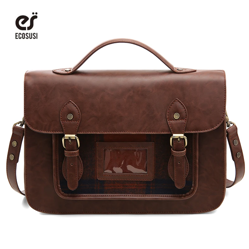 

ECOSUSI Women PU Leather Satchel Vintage Laptop Messenger Bags Handbag Retro Women Briefcase Shoulder Bag