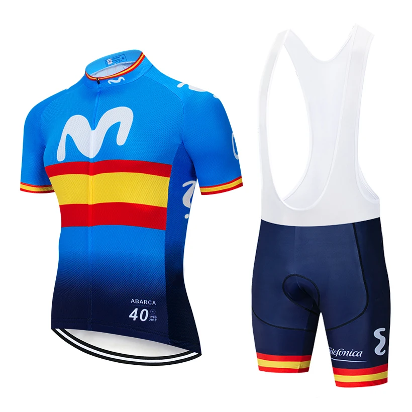 TEAM CHAMPION blue movistar cycling jersey bike shorts suit Ropa Ciclismo men quick dry pro bicycle Maillot Pants clothing