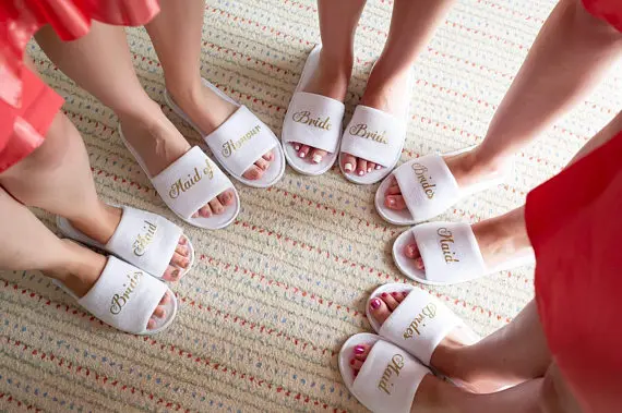 

Personalized glitter bride bridesmaid groomsmen spa slippers wedding birthday Hen night party favors company gifts