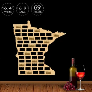 

North Star State of Minnesota Decorative Wine Cork Map Collection Wine Cap Display Wooden Organizer Cork Holder Display Gift Art