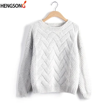 

2018 Women Pullover Female Casual Sweater Plaid O-neck Autumn And Winter Style