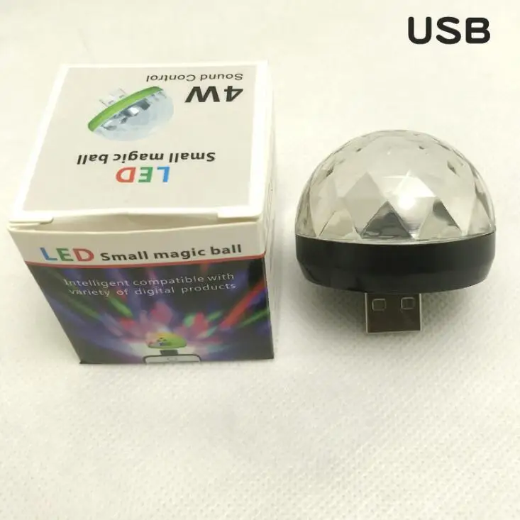 Мини USB диско-светильник светодиодный вечерние светильник s Портативный хрустальный магический шар красочный эффект сценический светильник для дома вечерние украшения караоке - Испускаемый цвет: Black USB Light