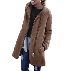 2019 Зимняя мода средней длины пальто женский карман на молнии плюшевые толстовка женская одежда четыре цвета дополнительно мужские парки