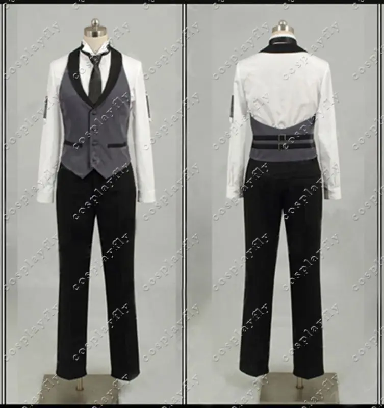 Black Butler 2 Kuroshitsuji Sebastian Cosplay Costume + Short Black Cosplay Wig