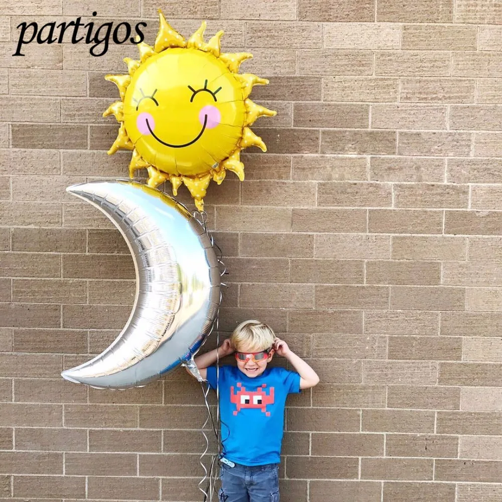 

2pcs/lot 36inch Silver Moon Large Size Sunflower Foil Balloons Helium Globos Birthday Party Decoration Kids Gift Toys Supplies
