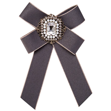 Fashionable Women Vintage Ribbon Bowknot Brooch Pin Necktie Dress Collar Bow Tie