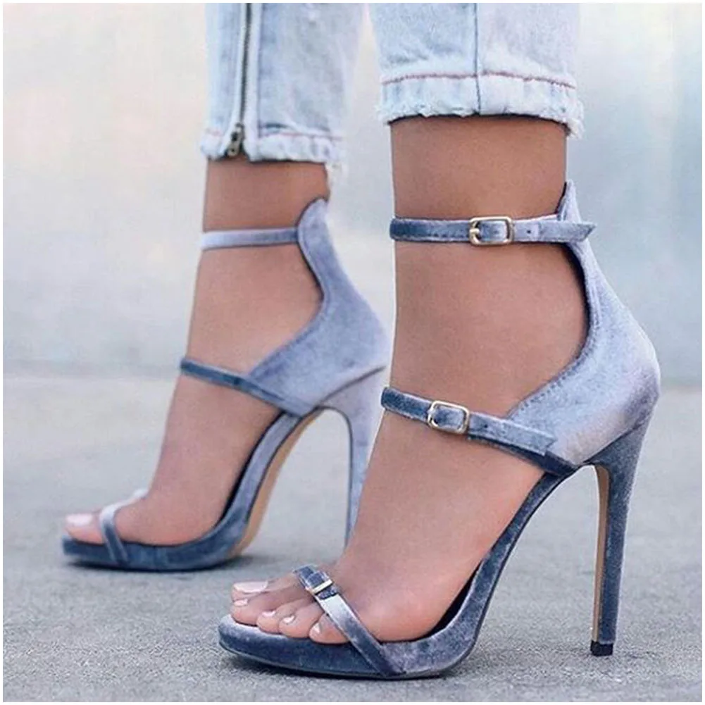 

women's Shoes plus Size 32-42 Gladiator Gray Fashion Sexy Party High Heels Summer Sandals Shoes Woman 2019