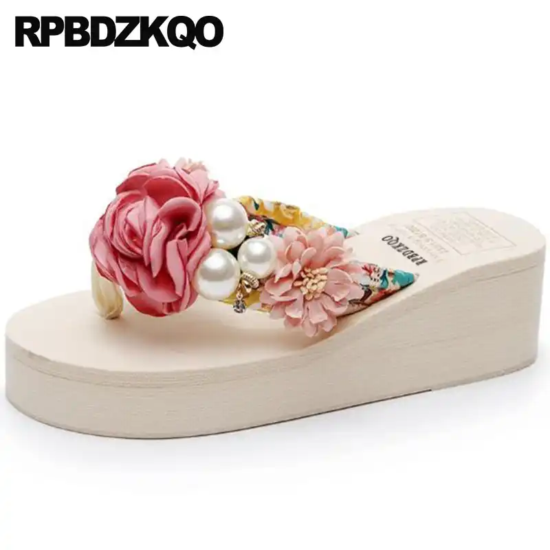 pink platform flip flops