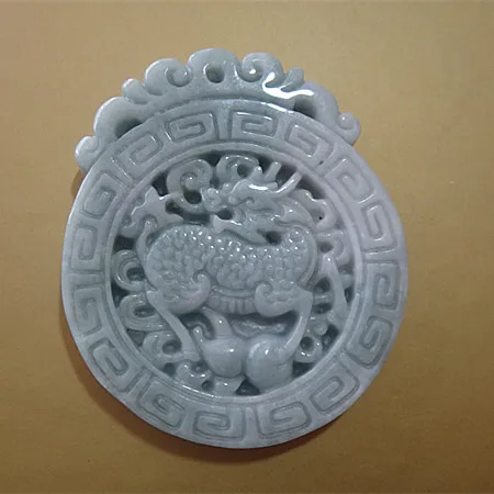 

Natural grade A jadeite carved round kirin Sweater chain pendants jade with certificate together