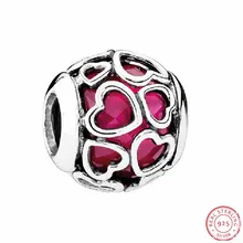 Подарок ко Дню Святого Валентина Кристалл церизы заключенная в Любовь бисер для самостоятельного изготовления ювелирных изделий Fit Подвески Пандора Серебро 925 первоначально FL504
