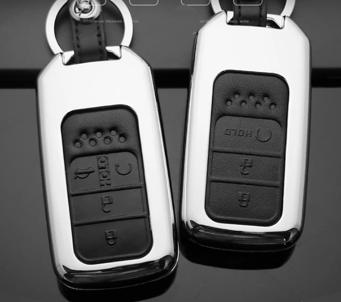 Car Zinc Alloy+Leather Key Cover Case Holder For Honda Accord Civic CRV CR-V 2015 2016 2017 Pilot Vezel XRV CRIDER Crosstour | Автомобили