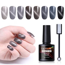 LILYCUTE, 8 мл, дымчато-серый, серия, кошачий глаз, гель с блестками, блестящий Магнитный Гель-лак, отмачиваемый, УФ-Гель-лак для нейл-арта