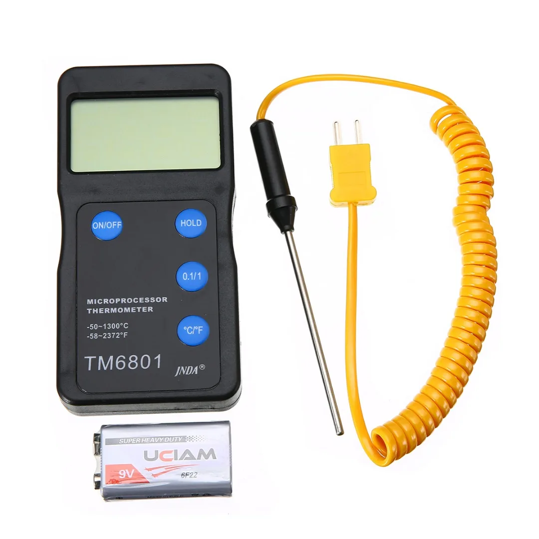 Black High Temperature Thermometer Pyrometer Digital K Type Thermometer Portable  Temperature Tester with Probe