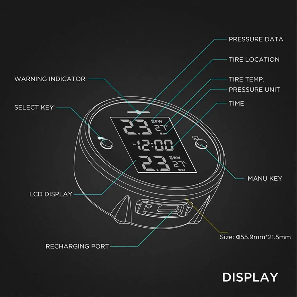 Wireless Motorcycle Tire Pressure Alarm Monitor System TPMS LCD Display Motor 2 External Sensor Temperature Alarm Wireless Motorcycle Tire Pressure Alarm Monitor System TPMS LCD Display Motor 2 External Sensor Temperature Alarm