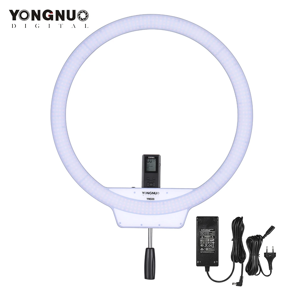 

YONGNUO YN608 5500K Wireless Remote LED Ring Video Light+12V 5A AC Power Adapter Charger for Portrait Live Video Selfie