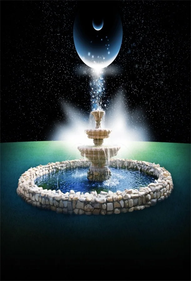 

Laeacco Dreamy Crescent Moon Stars Fountain Scene Photography Backdrops Vinyl Photo Backdrop Custom Backgrounds For Photo Studio