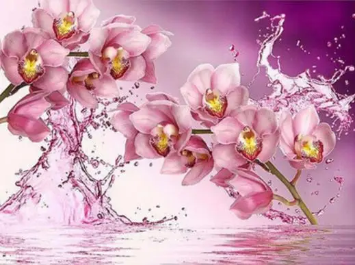 5D Diy Diamond Painting Cross Stitch Kit pink orchid Embroidery Full Mosaic Resin Flowers Rhinestone Crafts Needlework | Дом и сад