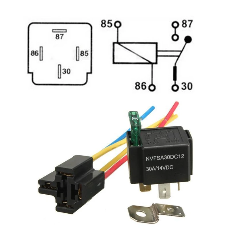 Высокое качество 12 В DC Авто Автомобильные реле-гнезда реле 4 pin с гнездом база/провода/предохранитель в комплекте 30A Amp SPST