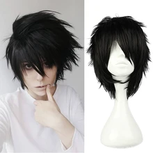 Аниме Death Note L Cos парик мужской L. Lawliet короткие черные термостойкие волосы Pelucas Косплей Костюм Парики+ парик колпачок