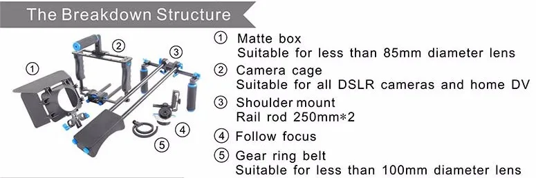 Ручка DSLR Rig Стабилизатор клетка для видеокамеры+ Матовая коробка+ непрерывный фокус для Canon 5D serious для nikon видеокамера