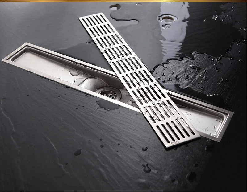 Drain Strainers 6010cm Floor Drain ZIPPER Stainless Steel 304 Linear Shower Drain Vertical Long Drain Bathroom Floor Drains (10)