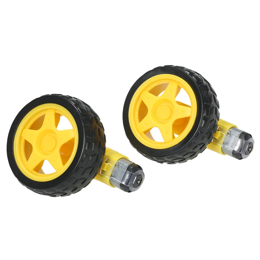 2 Sets DC Gear Motor + Tire Wheel for Arduino DC 3V 6V Smart Car DIY ...