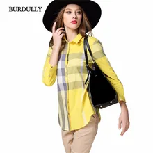 BURDULLY Plaid European Blouses Summer Ladies 2017 High Quality Blouses And Shirts Womens Cotton Clothing Tops New Arrivals