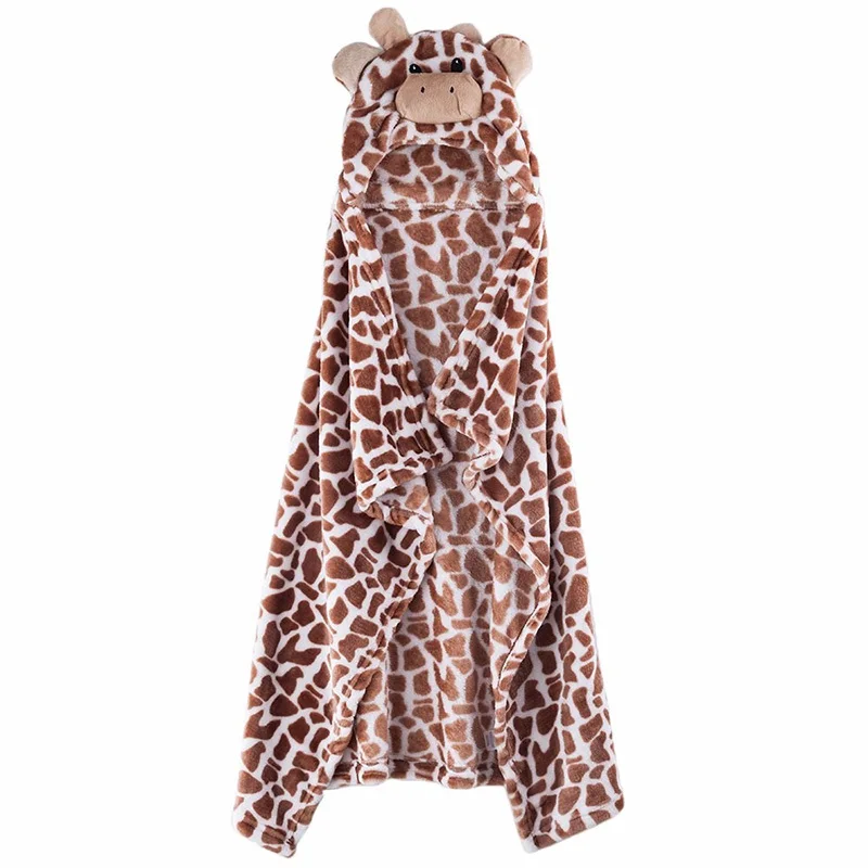 Pudcoco банный халат с капюшоном в форме медведя, мягкое детское полотенце с жирафом для новорожденных, детское леопардовое банное полотенце s 100 см