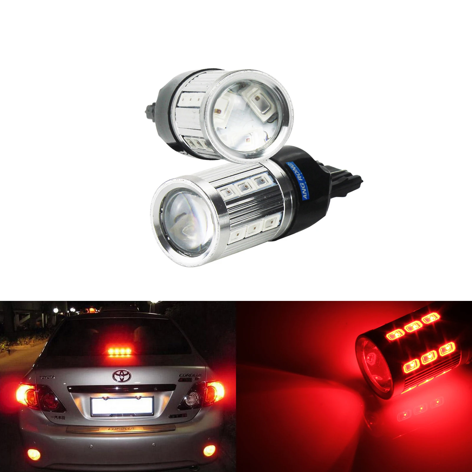 ANGRONG 2x T20 W21W W21/5W красная светодиодная бокосветильник лампа для Vauxhall Corsa D Astra Insignia