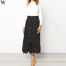 Женская Повседневная Эластичная осенне-зимняя пляжная юбка с цветочным принтом в стиле ретро, плиссированная длинная юбка с высокой талией, Dec20