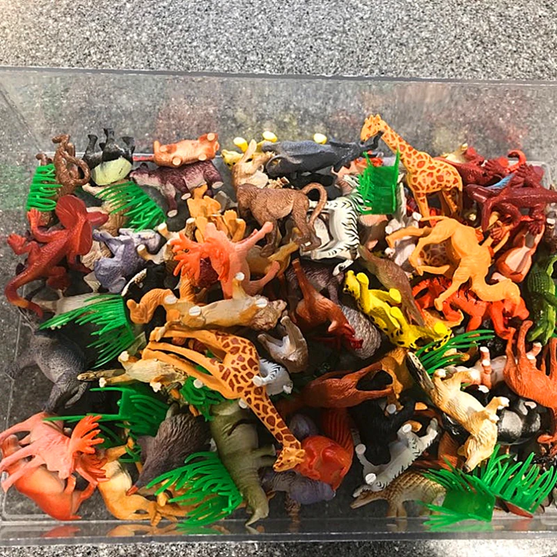 

53pcs/set Mini Animal World Zoo Model Figure Action Toy Set Cartoon Simulation Animal Lovely Plastics Collection Toy For Kids