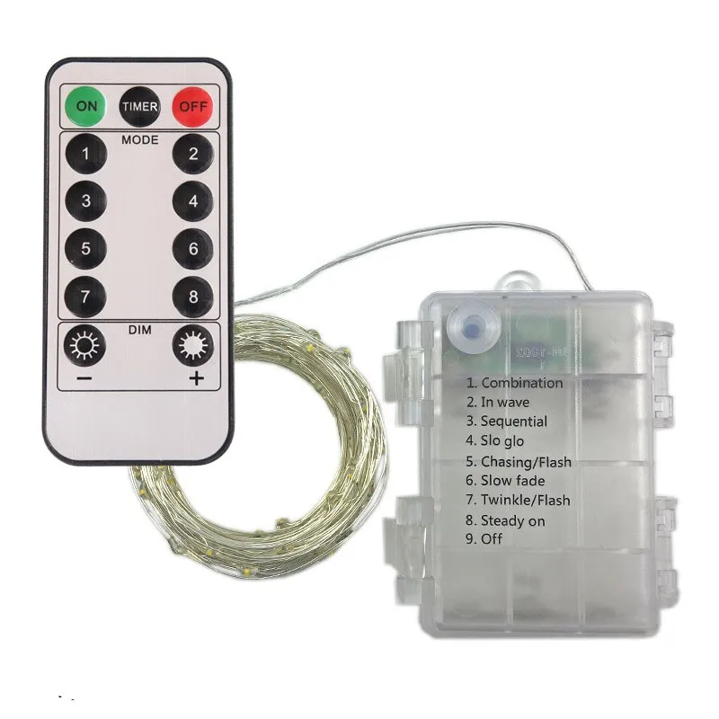 

2/5/10M Waterproof Remote Control Fairy Lights Battery Operated LED Lights Decoration 8 Mode Timer String Copper Wire Christmas