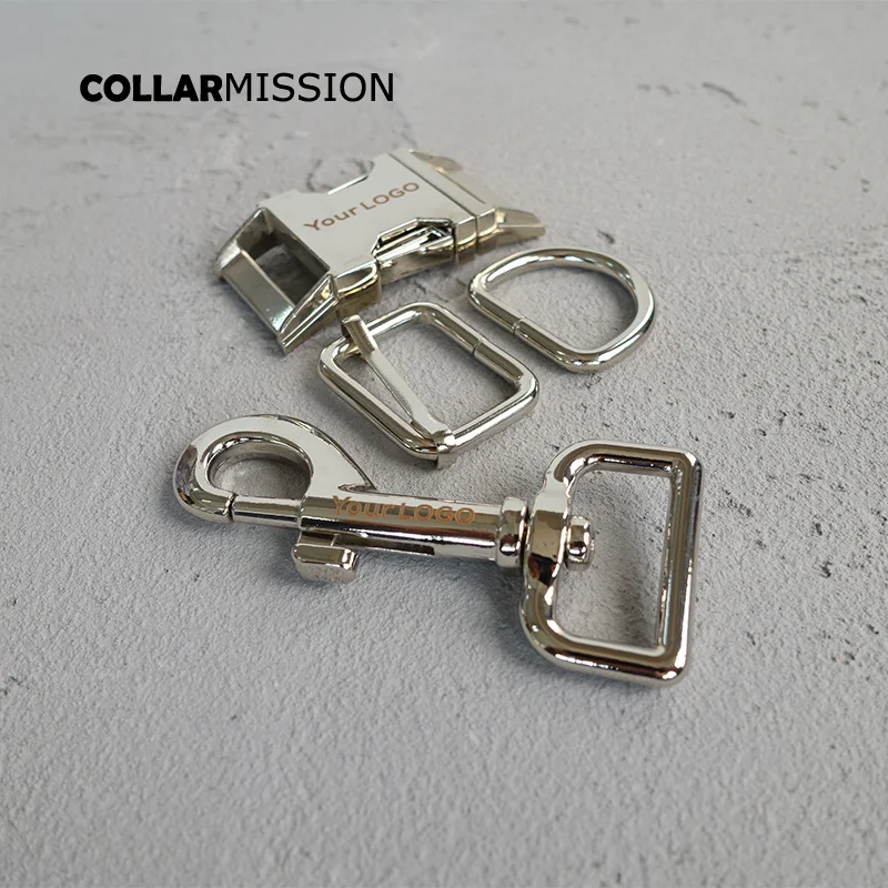 

50sets/lot provide laser engraving service customize LOGO plated metal buckle Kirsite diy 25mm dog collar parts 4 colours