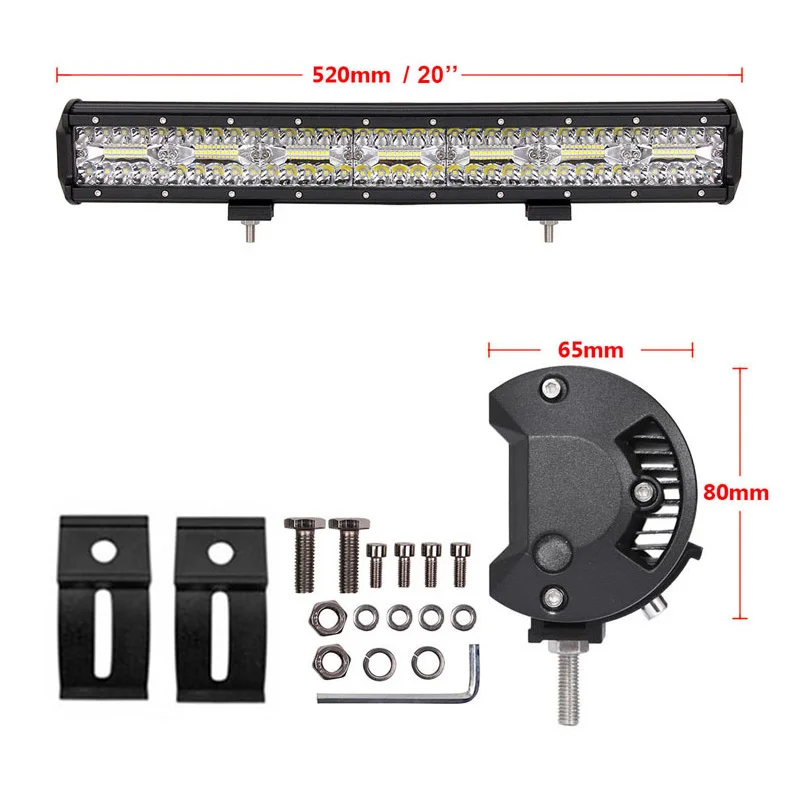 Barra de Luz de Trabalho 420w para Suv Levou 15 18 20 Polegada Tri Linhas 4x4 60 Carro Offroad w 120w 180w 240w 300w 360w Tractor 4 7 10 12 14 12 15 18 20 Polegada Tri Linhas
