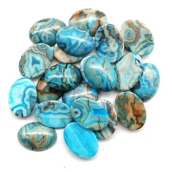 

(6pieces/lot) Wholesale Blue Crazy Lace Agates Oval CAB Cabochon 25x18x6mm Free Shipping Fashion Jewelry yl1932505
