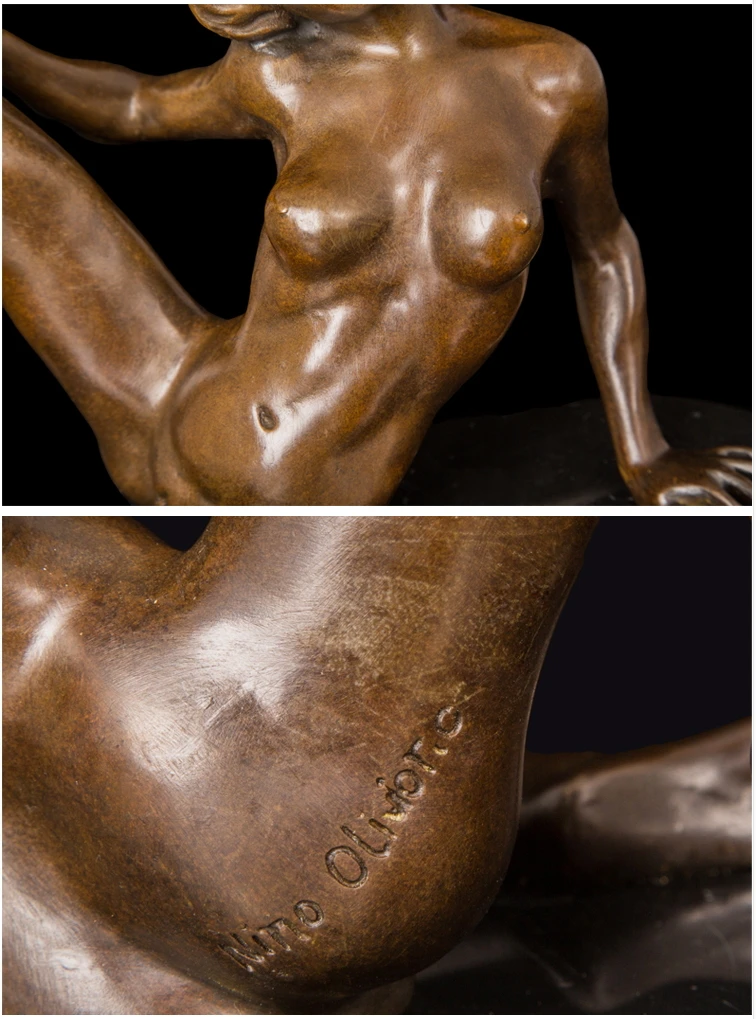 ATLIE бронзы Западная очень эротическая Сексуальная скульптура бронзовая обнаженная статуя красавицы женщина искушение искусство антиквариат