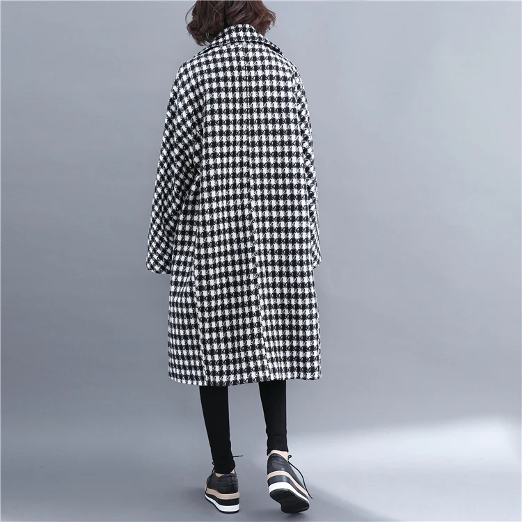 Women Winter Autumn Wool Coats Long Plaid Jackets Outwear Clothing Female Coats And Wool Jackets 2018 New Loose Overcoat CH788 (3)