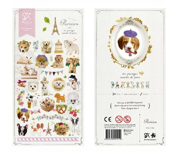 

1 PCS Parisien Dog Korean Sonia Stickers Cellphone Decal Diary Calendar Decorative Sticker Flakes 2031