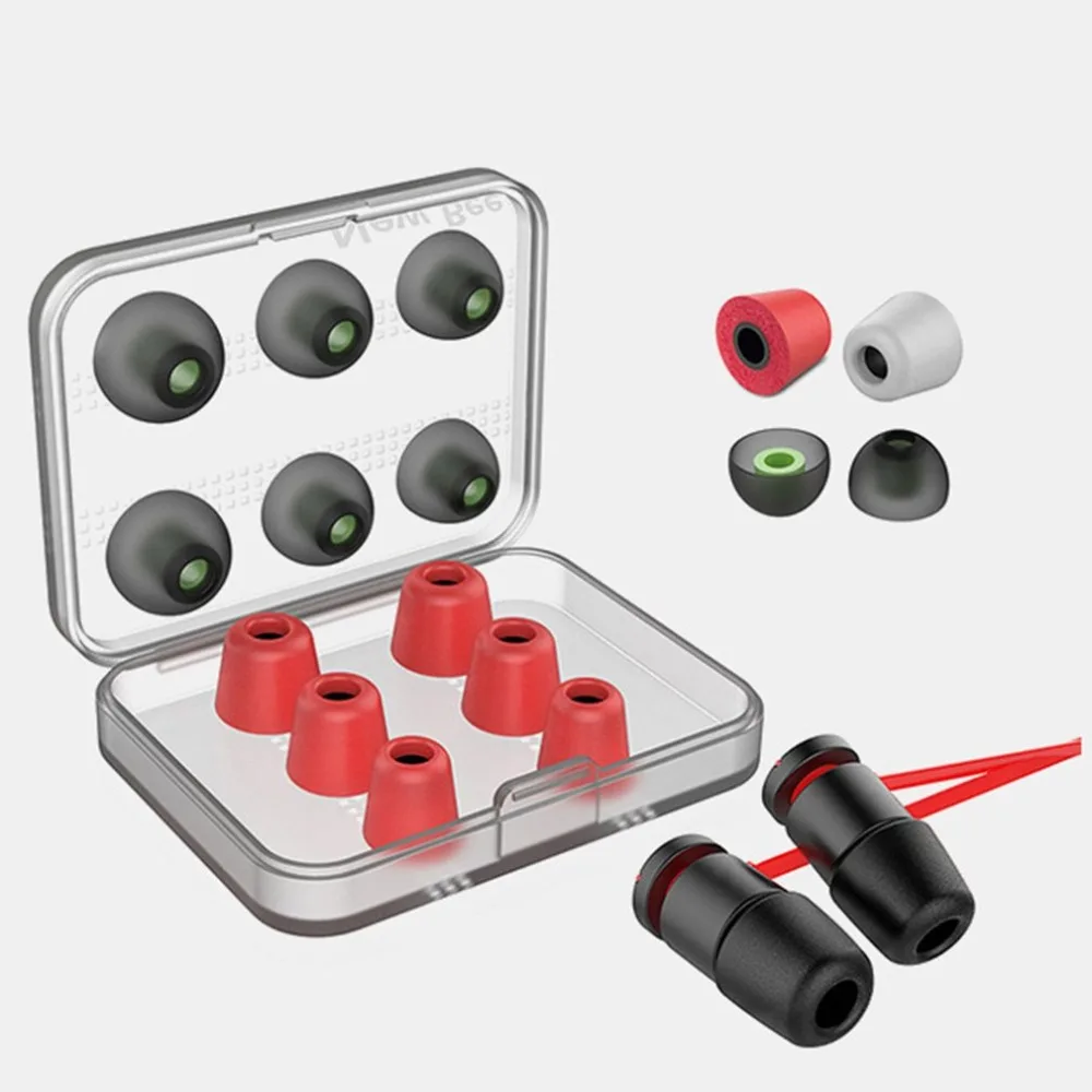 6 Pairs Replacement Earphone Tips Noise Isolation Memory Foam Headset