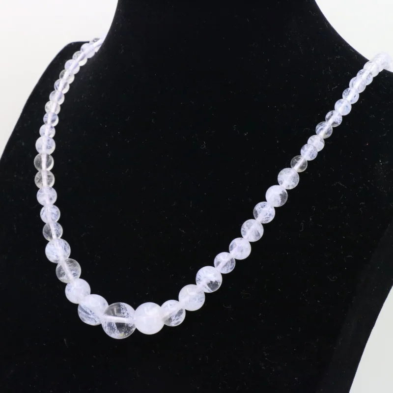 White chalcedony round bead tower chain 6 14mm stone necklace 18 " DIY