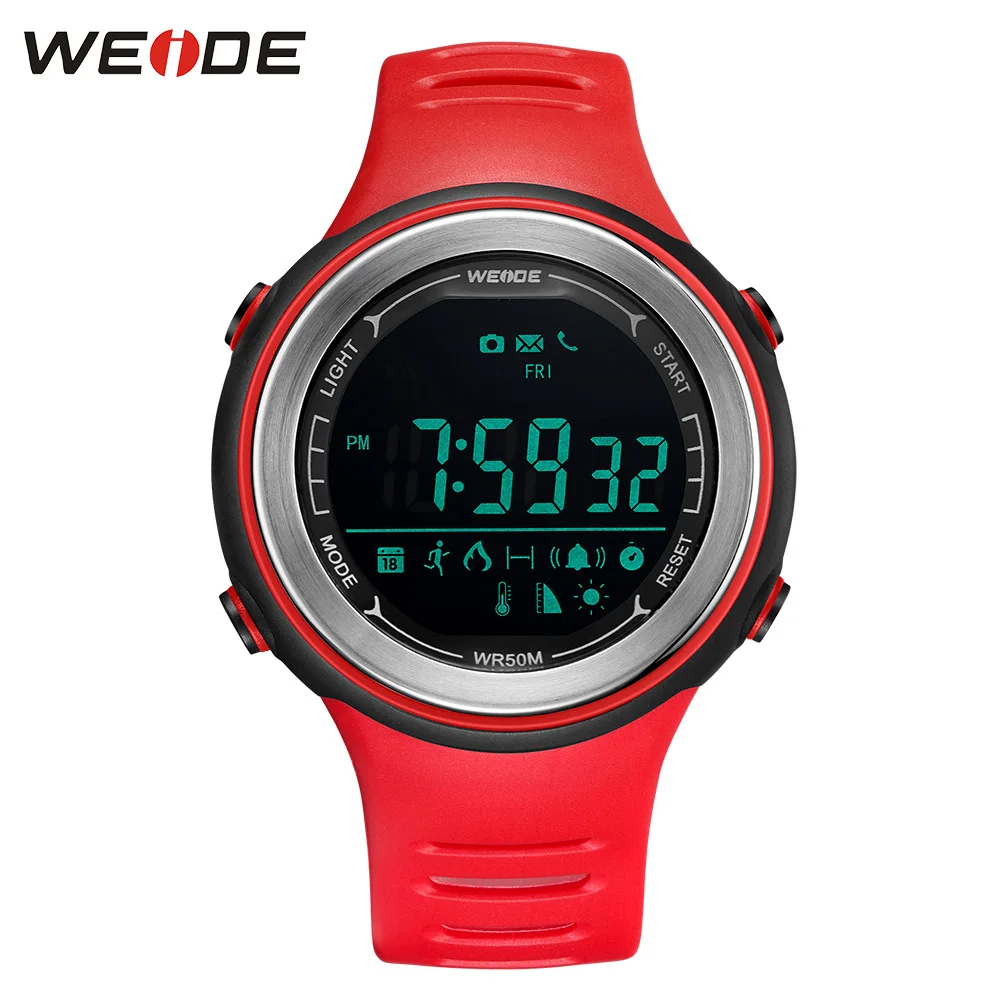 WEIDE спортивные Смарт часы ЖК цифровой шагомер Bluetooth монитор тепловой скорости 50
