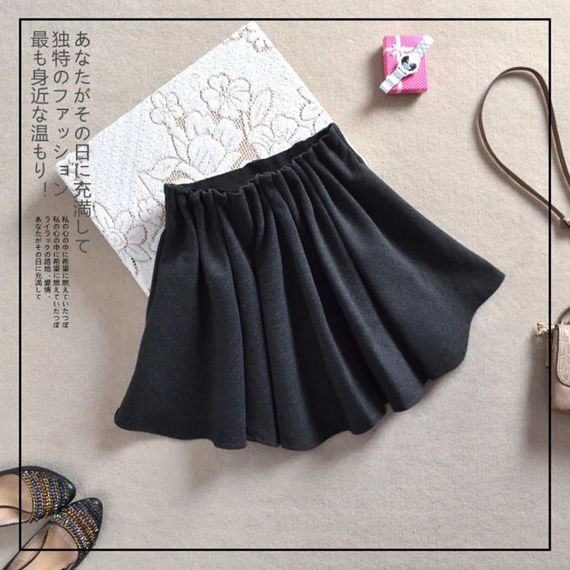 

2019 New Slim Slimming Woolen Skirt Pleated Short Skirt Autumn and Winter Women Natural Casual Solid