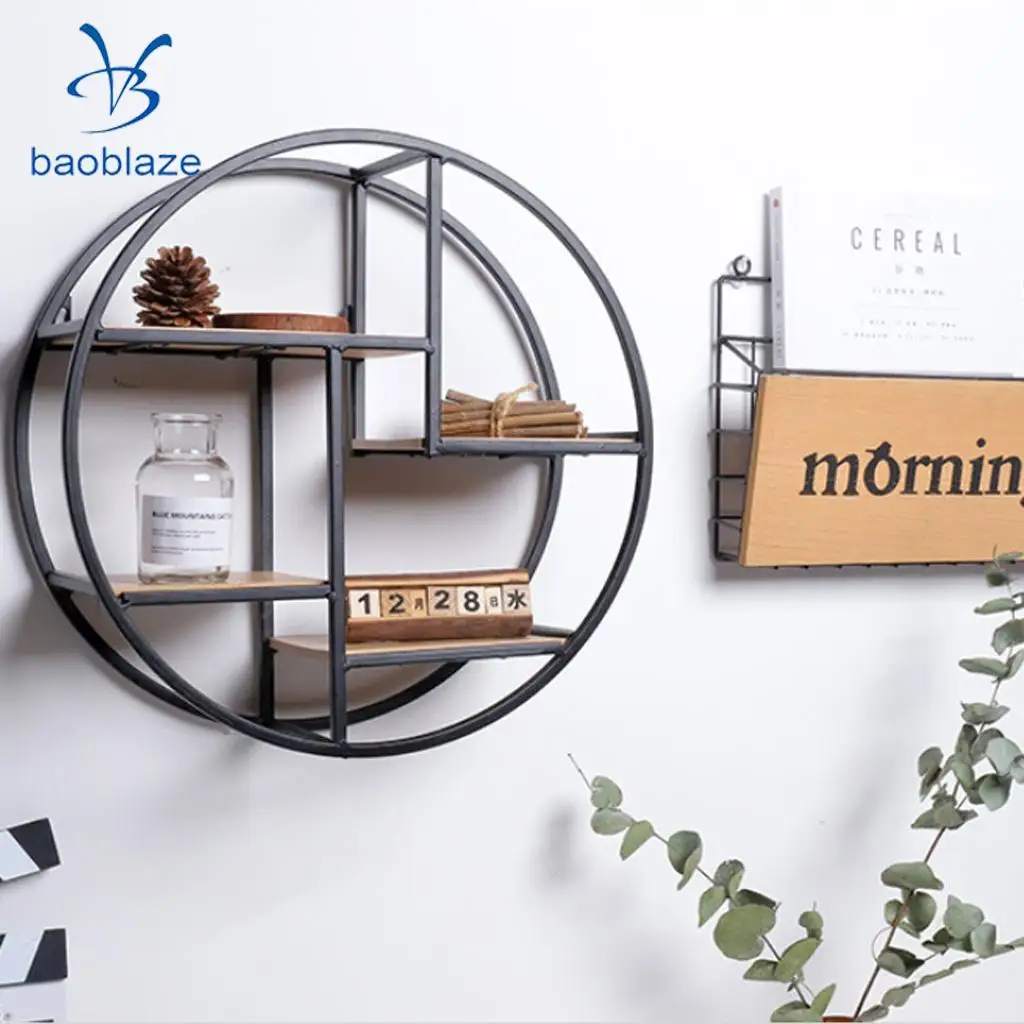 Chinese Garden Design Floating Wall Shelf Storage Display Rack Holder Flowers Vase Picture Calendar CDS Display Stand Black Iron