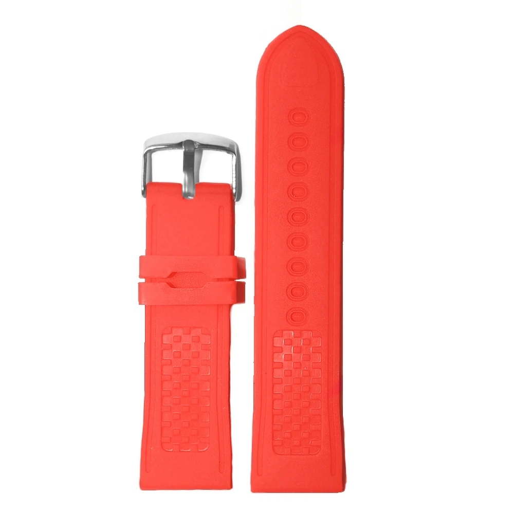 Силиконовый ремешок для часов WB1065A24JB неоновый красный цвет 24 мм|watch band strap|band strapwatch