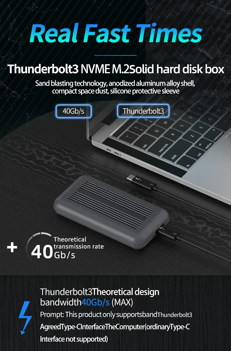 hard disk case 3.5 PCIe thunderbolt 3 m.2 NVME Enclosure ssd box case NVME with  thunderbolt 3 TYPE-C TO TYPE C 3.1 Cable USB3.1 M.2 PCIE SSD laptop hard disk case usb 3.0