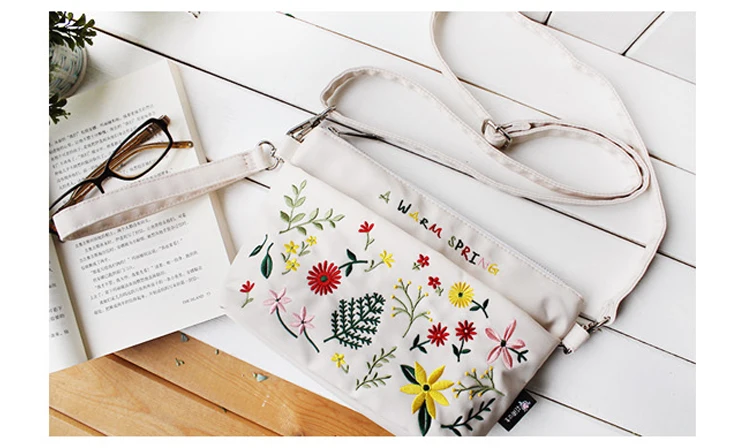 Flower Princess Embroidered Nylon Crossbody Messenger Bag