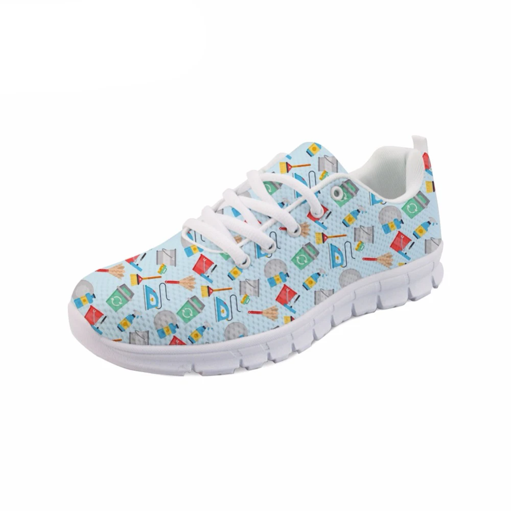 

NOISYDESIGNS Cute Cleaners for Cleaning Pattern Cartoon Female Casual Sneakers flat men Comfortable Mesh Shoes man Zapatos
