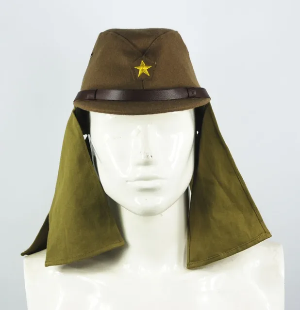 WWII JAPANESE ARMY SOLDIER FIELD WOOL CAP HAT WITH HAVELOCK NECK FLAP 1432in Holidays Costumes