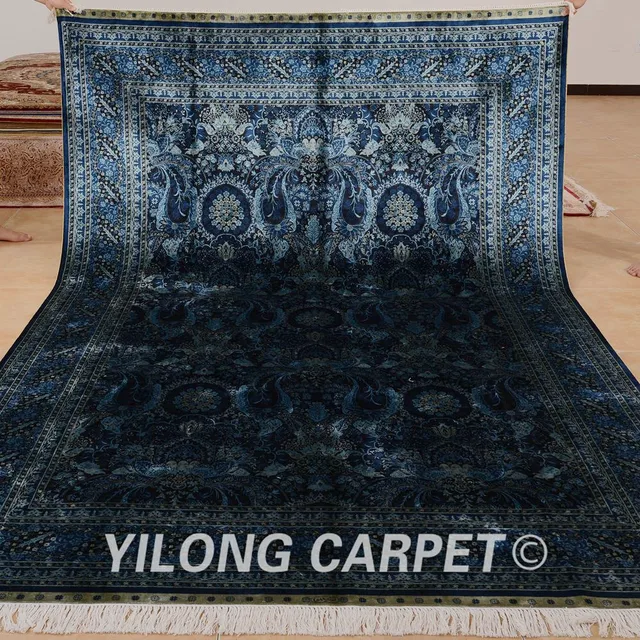 Yilong 6.56 x9. 84 nodi tappeto di seta tappeto persiano galleria ... Tappeto persiano blu