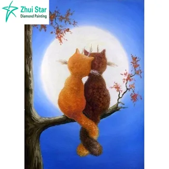 

Zhui star 5d diy Diamond embroidery " Lover Cats" diamond painting Cross Stitch full drill Rhinestone mosaic home decoration